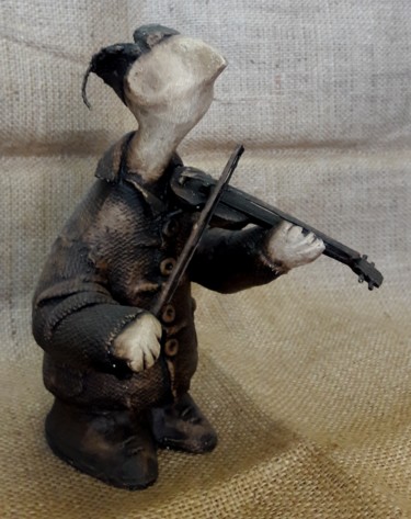 Sculpture titled "Скрипач" by Aleksandr Shved, Original Artwork, Paper maché