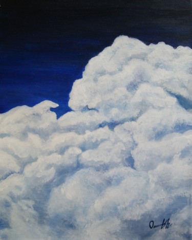 绘画 标题为“White clouds in spa…” 由Polina Osipchuk, 原创艺术品, 丙烯 安装在木质担架架上