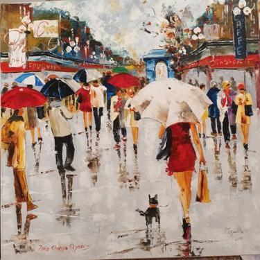 Peinture intitulée "Paris sous la pluie…" par Pierre Tremauville, Œuvre d'art originale, Huile