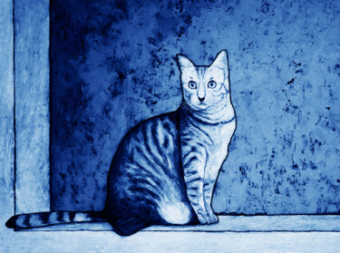 Digital Arts titled "Chat Blue-1A" by Pablo Guillamon, Original Artwork, Digital Print