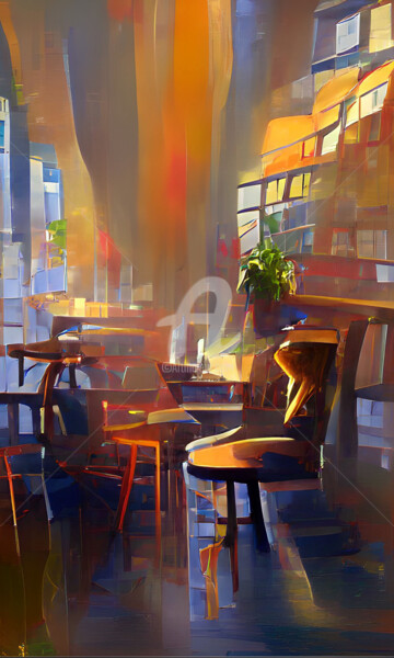 Arte digital titulada "Sillas de Café" por Paco Fuente, Obra de arte original, Foto-montaje