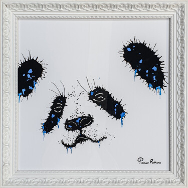 Painting titled "Funny Blue Pandy" by Pacoroum, Original Artwork, Acrylic Mounted on Plexiglass