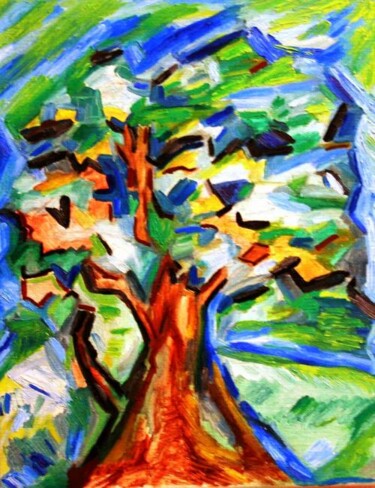 Painting titled "THINKING TREE" by Paige Gallery, Original Artwork, Oil
