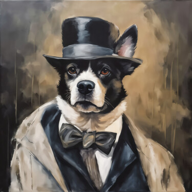 Painting titled "Aristocratic Pup" by Paisley Marten, Original Artwork, Acrylic