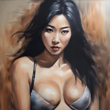 Painting titled "Asian Muse" by Paisley Marten, Original Artwork, Acrylic