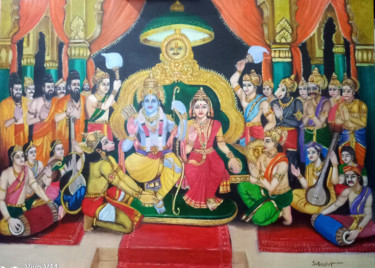 Schilderij getiteld "srirama-pattabhishe…" door Prashanth Paladugu, Origineel Kunstwerk, Olie