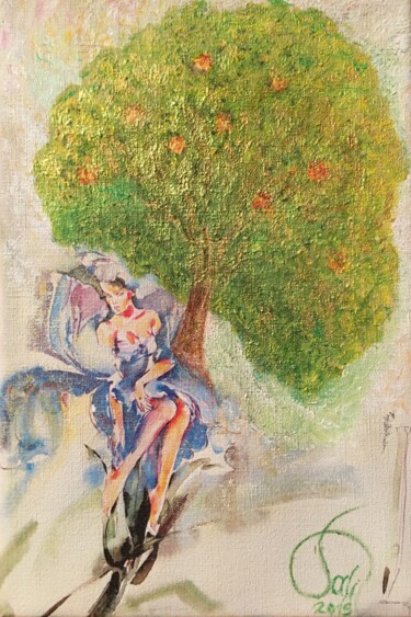 Pintura intitulada "Eva podozrieva Adama" por Pali, Obras de arte originais, Acrílico