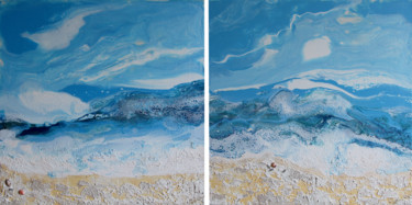 Painting titled "“FOAMY SEA” diptych…" by Palirina, Original Artwork, Acrylic Mounted on Wood Stretcher frame