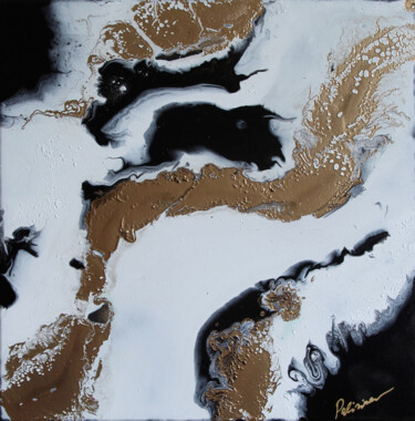 Painting titled "“Melting ice” black…" by Palirina, Original Artwork, Acrylic Mounted on Wood Stretcher frame