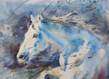 Malerei mit dem Titel ""FASTER THAN THE WI…" von Elena Krivoruchenko, Original-Kunstwerk, Aquarell