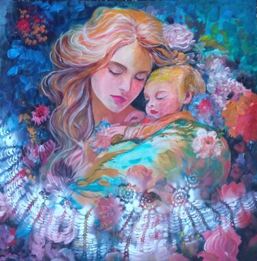 Pintura titulada "Maternità" por Palma Aceto, Obra de arte original, Acrílico