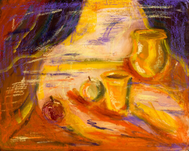 Painting titled "Still Life with Jug…" by Pamela Rys, Original Artwork, Acrylic