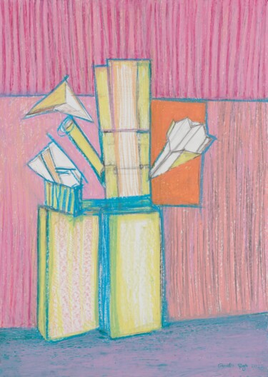 Dibujo titulada "Still Life with Pap…" por Pamela Rys, Obra de arte original, Pastel