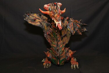 Sculpture titled "El Dragón del Bien…" by Pamela Lozano Arte, Original Artwork, Clay