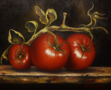 Painting titled "tomate" by Panos Kotsomytis, Original Artwork, Oil