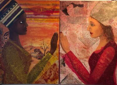 Collages titled "Le dialogue" by Paola Korga, Original Artwork, Collages