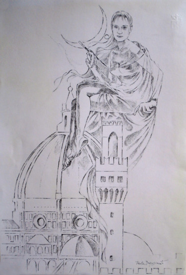 Disegno intitolato "FROM THE ARNOLFO TO…" da Paola Imposimato, Opera d'arte originale, Inchiostro