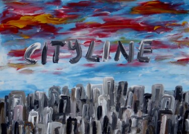 Painting titled "City line" by Paolo Avanzi, Original Artwork, Oil