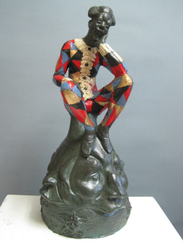 Skulptur mit dem Titel "Arelcchino tetra ma…" von Paolo Camporese, Original-Kunstwerk, Terra cotta