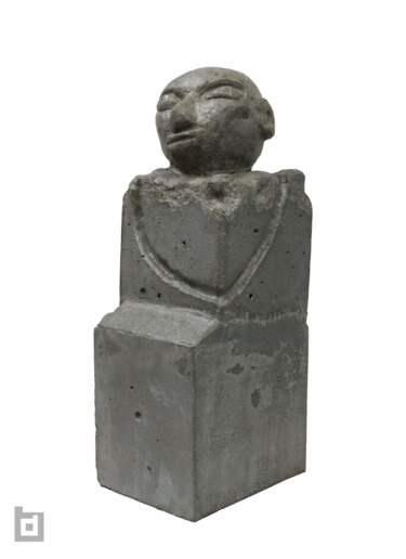 Sculpture titled "DOLO BRUTALIST HEAD" by Paolo Castagna (Brutalist Design), Original Artwork, Cement