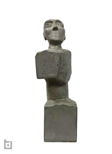 Skulptur mit dem Titel "MAWA BRUTALIST HEAD" von Paolo Castagna (Brutalist Design), Original-Kunstwerk, Zement