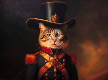 Digitale Kunst getiteld "Kitty The Soldier" door Paolo Chiuchiolo, Origineel Kunstwerk, AI gegenereerde afbeelding