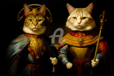 Digitale Kunst getiteld "In The Feline Empire" door Paolo Chiuchiolo, Origineel Kunstwerk, AI gegenereerde afbeelding