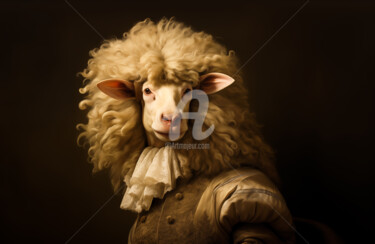 Arts numériques intitulée "The Rococo Sheep" par Paolo Chiuchiolo, Œuvre d'art originale, Image générée par l'IA