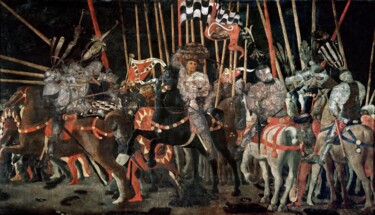 Schilderij getiteld "L'attaque décisive…" door Paolo Uccello, Origineel Kunstwerk, Tempera