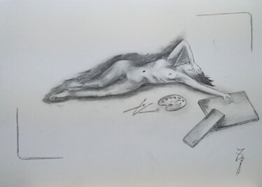 Desenho intitulada "Epuisement" por Zeuxiss, Obras de arte originais, Carvão