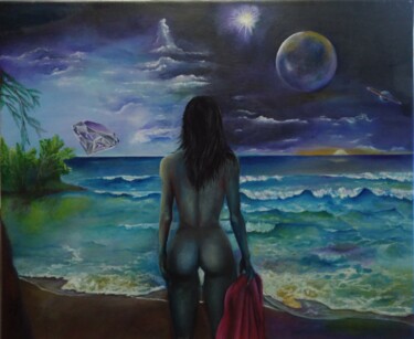 Pintura titulada "Amour Stellaire" por Zeuxiss, Obra de arte original, Oleo