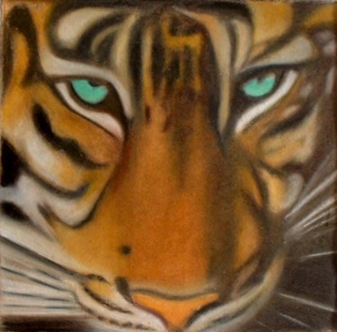 Peinture intitulée "Tigre-pastel sec" par Papereul, Œuvre d'art originale