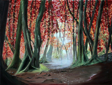 Peinture intitulée "Forêt de Broceliande" par Jean Parraud, Œuvre d'art originale, Huile