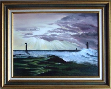 Peinture intitulée "Bretagne- Phare de…" par Jean Parraud, Œuvre d'art originale