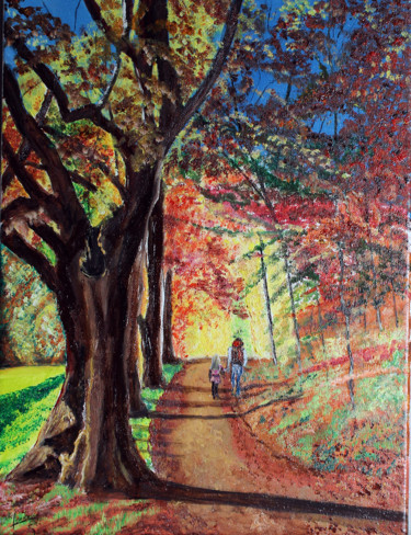 Peinture intitulée "Promenade bucolique…" par Jean Parraud, Œuvre d'art originale, Huile