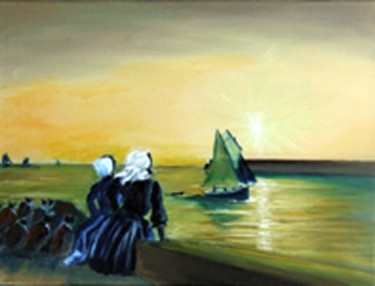 Peinture intitulée "Retour de pêche" par Jean Parraud, Œuvre d'art originale