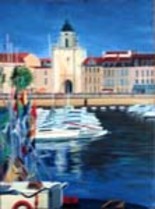 Schilderij getiteld "Port de la Rochelle" door Jean Parraud, Origineel Kunstwerk