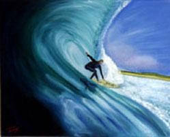 Painting titled "Surf à la Nord" by Jean Parraud, Original Artwork, Oil Mounted on Wood Stretcher frame