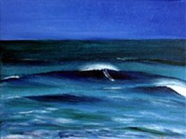 Peinture intitulée "Surf en cote basque" par Jean Parraud, Œuvre d'art originale, Huile