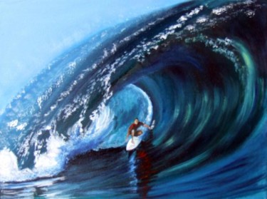 Peinture intitulée "The Wave à  Teahupoo" par Jean Parraud, Œuvre d'art originale