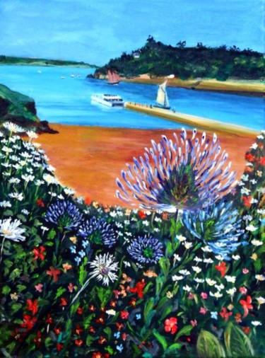 Peinture intitulée "Ile de Brehat- Port…" par Jean Parraud, Œuvre d'art originale