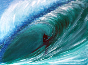 Peinture intitulée "Surf  au spot de Pi…" par Jean Parraud, Œuvre d'art originale, Huile