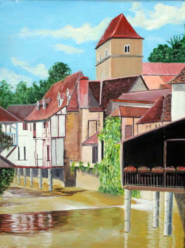 Peinture intitulée "Salies de Bearn" par Jean Parraud, Œuvre d'art originale, Huile