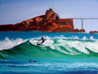 Pintura titulada "Biarritz-Surf" por Jean Parraud, Obra de arte original