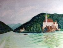 Painting titled "Au fil du  Danube-" by Jean Parraud, Original Artwork, Oil