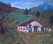 Peinture intitulée "Ferme basque" par Jean Parraud, Œuvre d'art originale, Huile