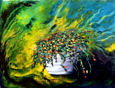 Malerei mit dem Titel "Capucines en bassine" von Pascal Baudot, Original-Kunstwerk, Öl