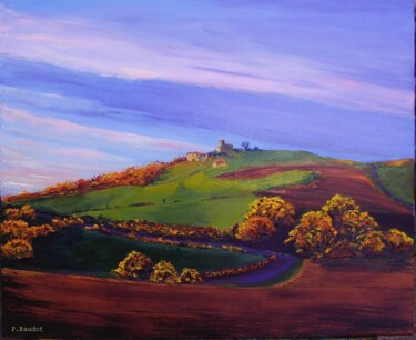 Painting titled "Un matin d'automne" by Pascal Baudot, Original Artwork, Oil Mounted on Wood Stretcher frame