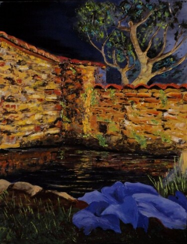 Картина под названием "Lumières nocturnes" - Pascal Baudot, Подлинное произведение искусства, Масло Установлен на Деревянная…