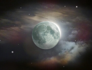 摄影 标题为“Full Moon Paris” 由Pascal Carro (PKRO), 原创艺术品, 数码摄影